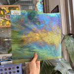 Green Iridescent White Wispy Wissmach Sheet Glass – RL430