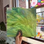 Green Iridescent White Wispy Wissmach Sheet Glass – RL430