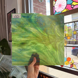Green Iridescent White Wispy Wissmach Sheet Glass – RL430