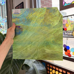 Green Iridescent White Wispy Wissmach Sheet Glass – RL431