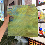 Green Iridescent White Wispy Wissmach Sheet Glass – RL431