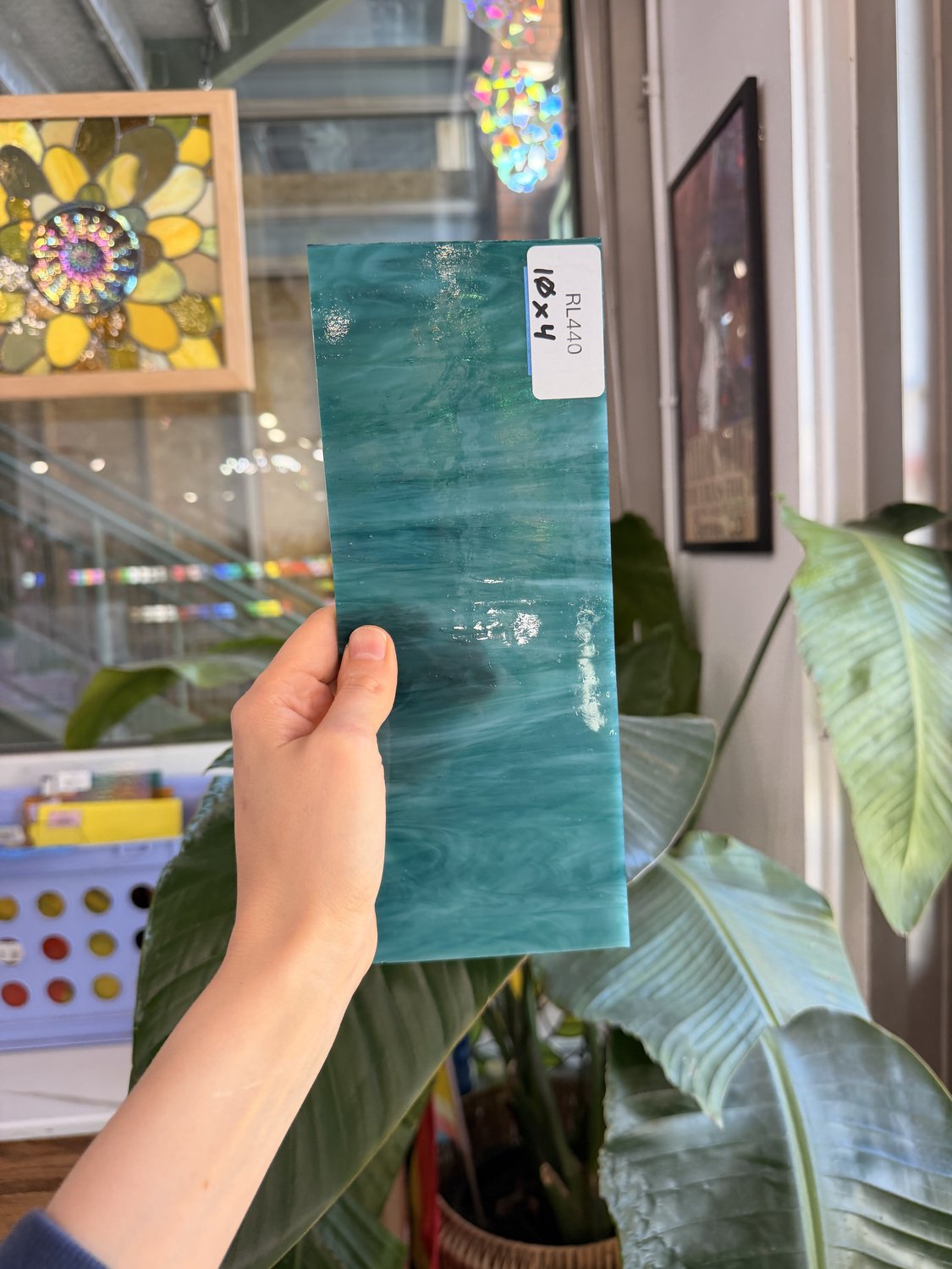 Teal White Wispy Opal Kokomo Sheet Glass – RL440