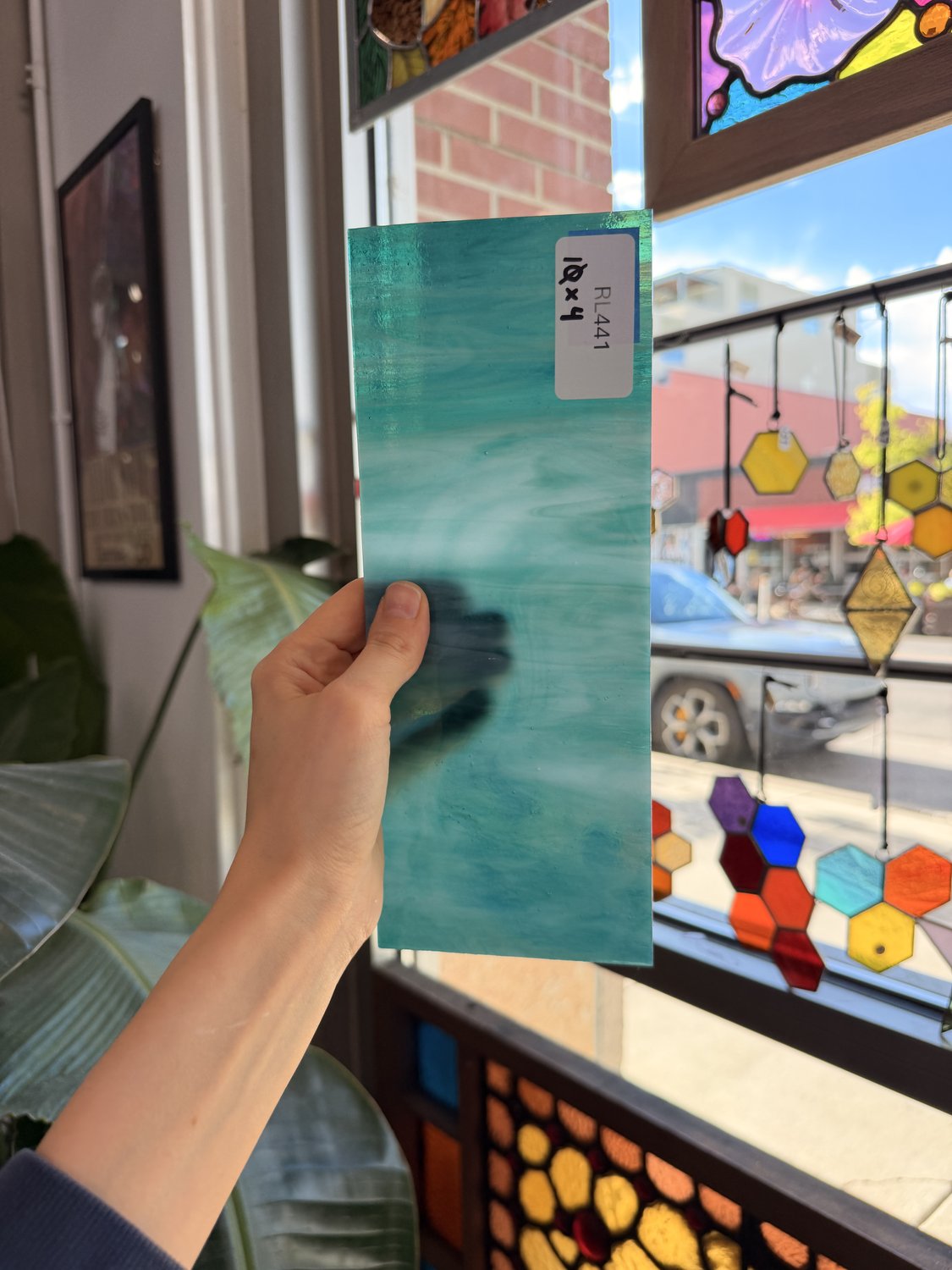 Teal White Wispy Opal Kokomo Sheet Glass – RL441