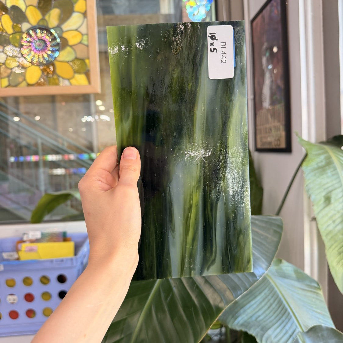 Dark and Lime Green Opal Kokomo Sheet Glass