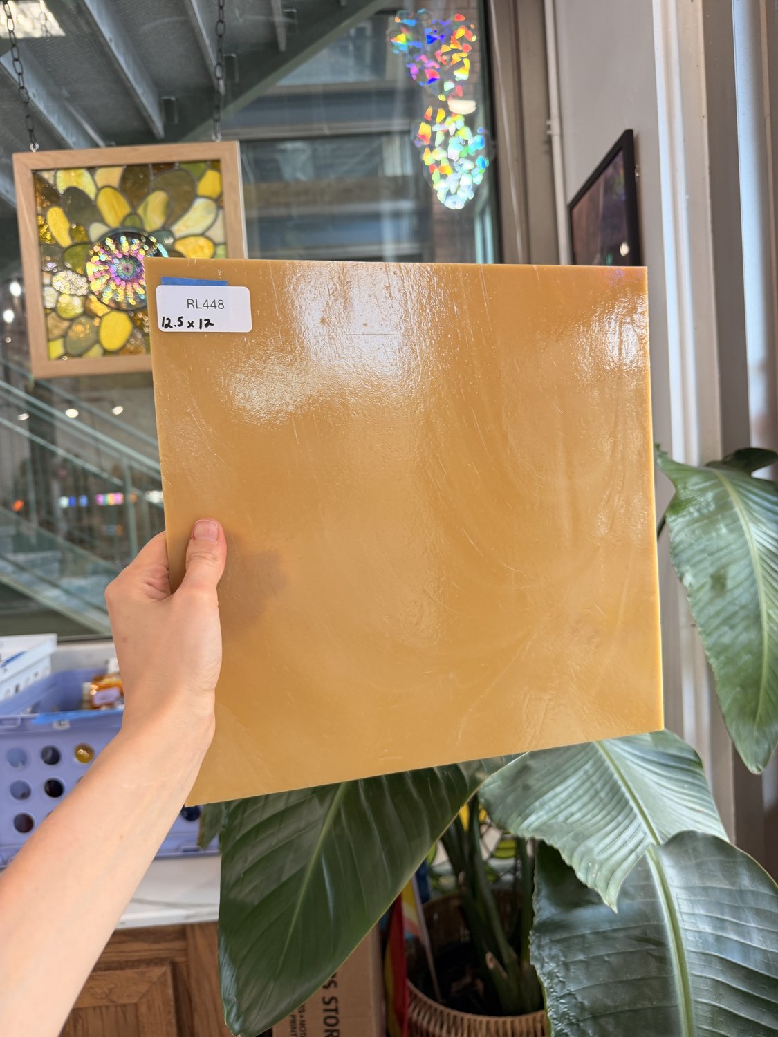 Dark Tan Opal Vintage Armstrong Sheet Glass
