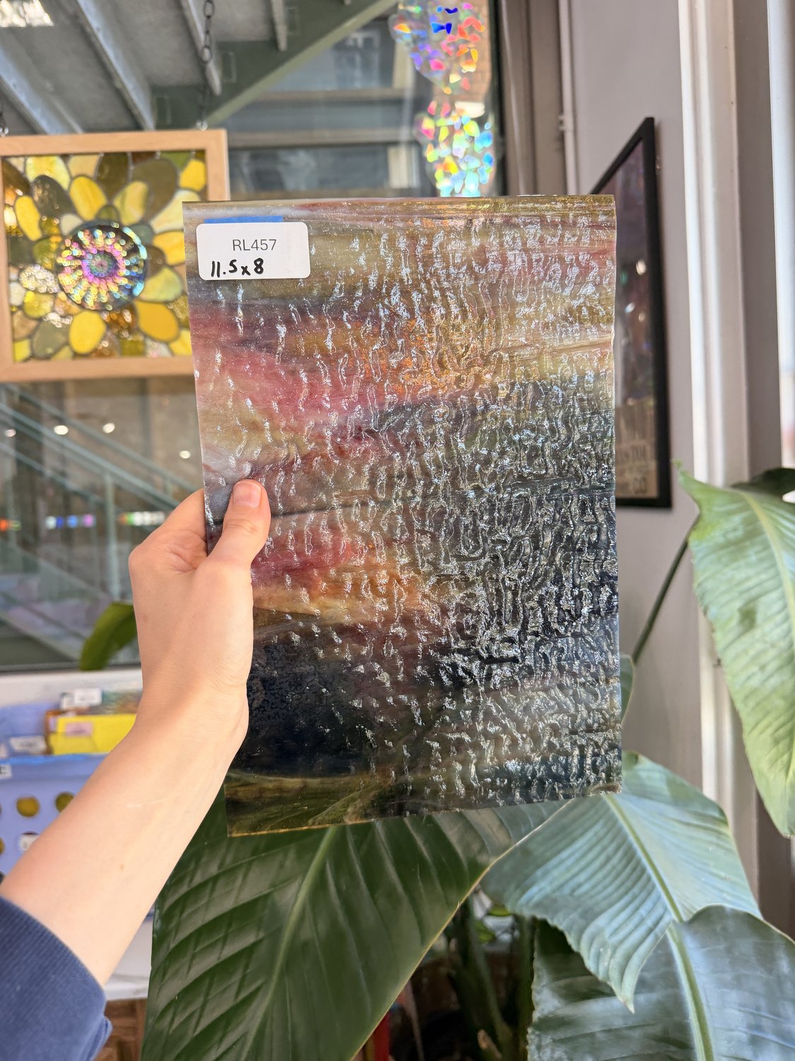 Vintage Pink Amber Purple Textured Sheet Glass – RL457
