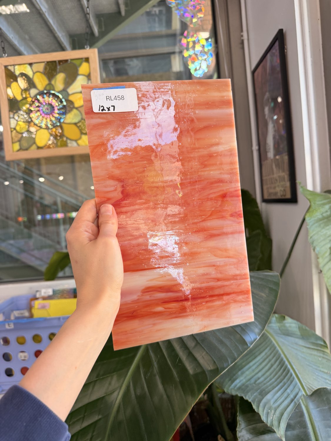 Orange Red White Wispy Opal Kokomo Sheet Glass – RL458