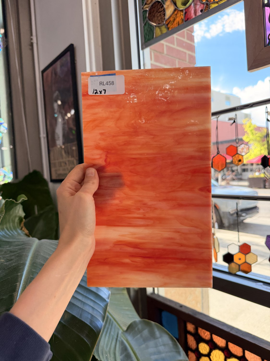 Orange Red White Wispy Opal Kokomo Sheet Glass – RL458
