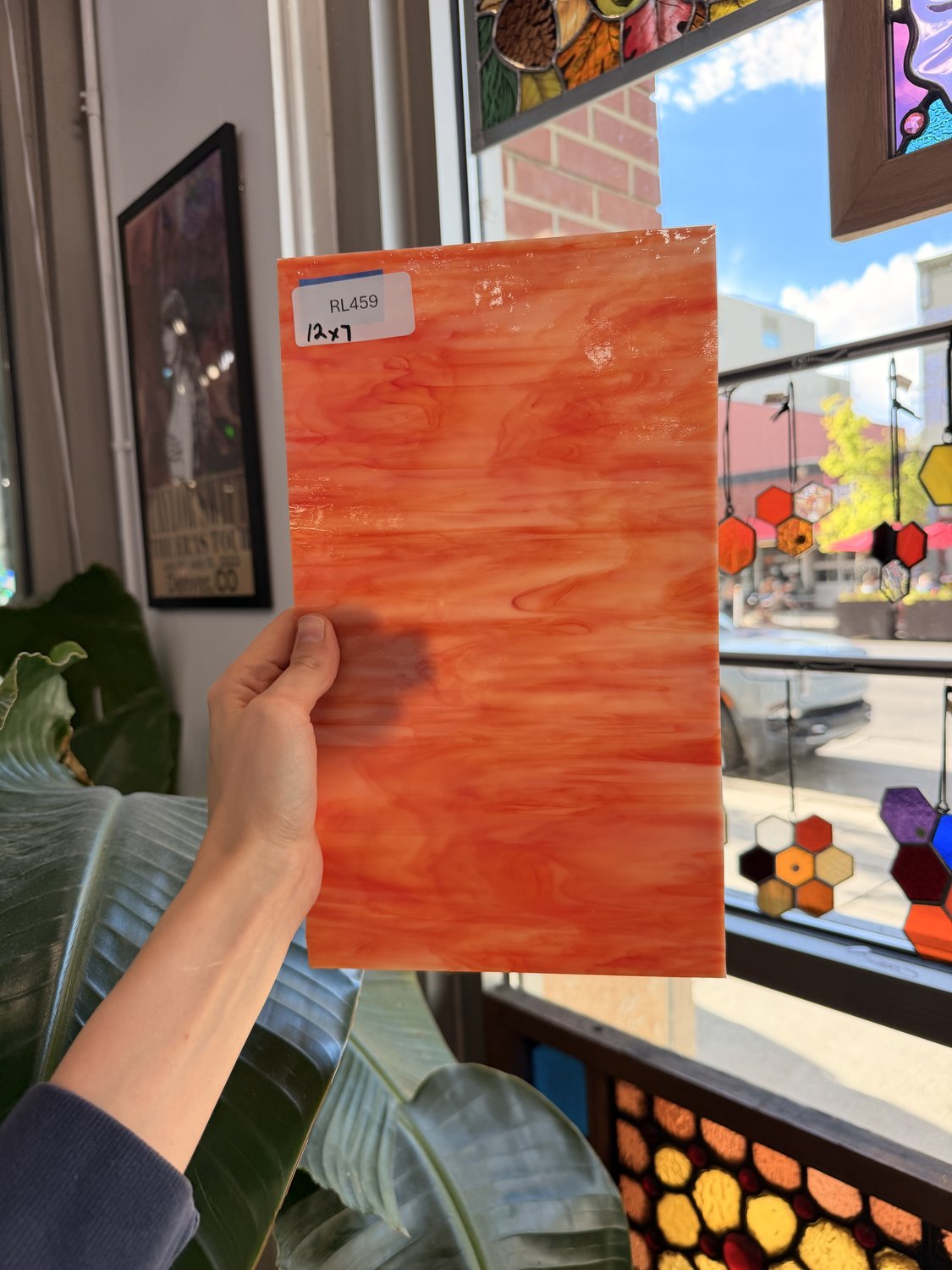 Orange Red White Wispy Opal Kokomo Sheet Glass – RL459