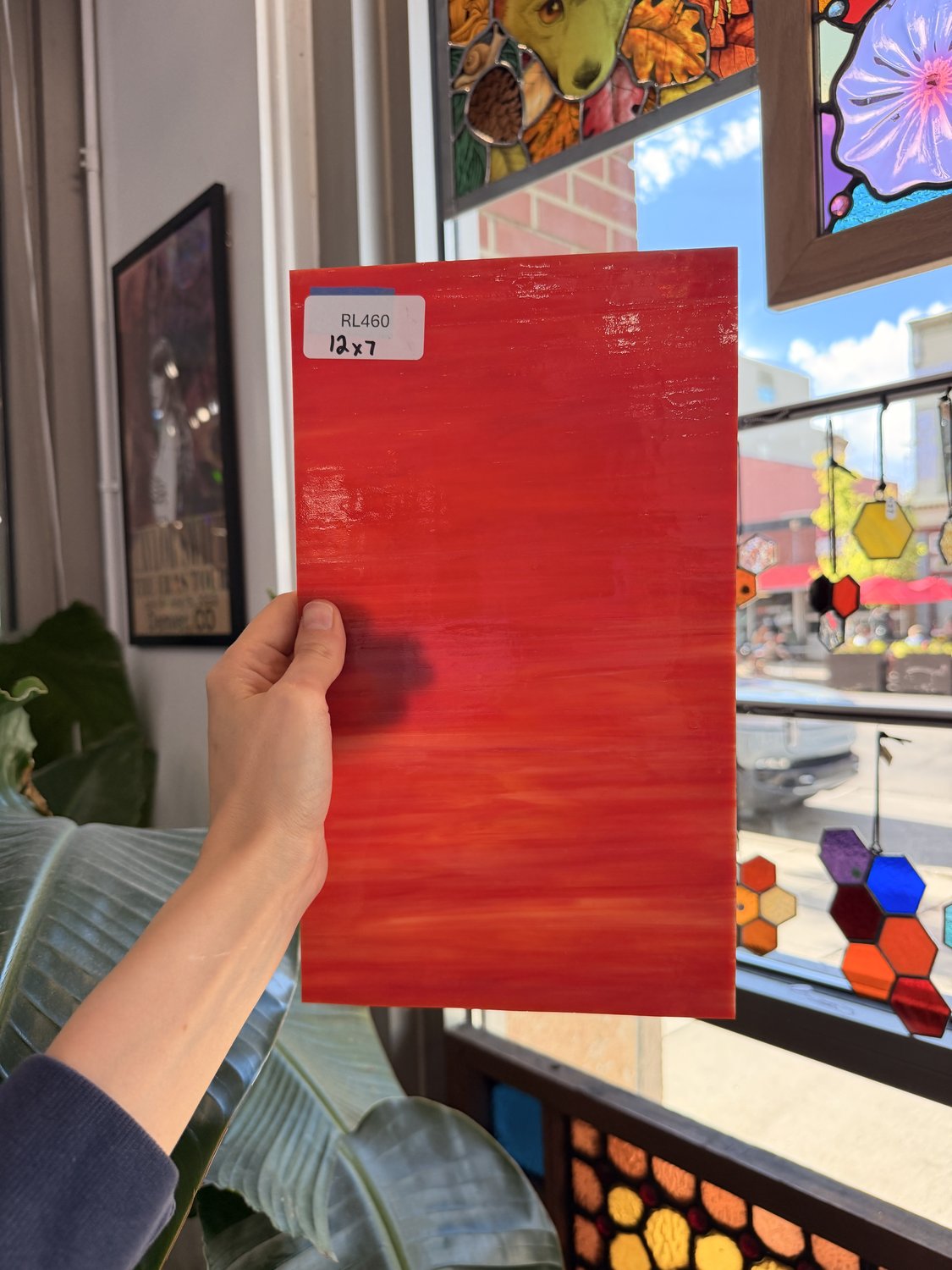 Dark Red White Wispy Opal Kokomo Sheet Glass – RL460