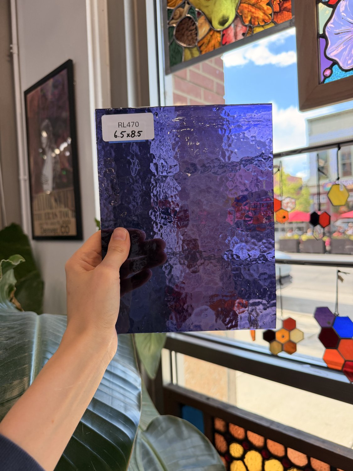 Purple Transparent Hammered Textured Sheet Glass – RL470