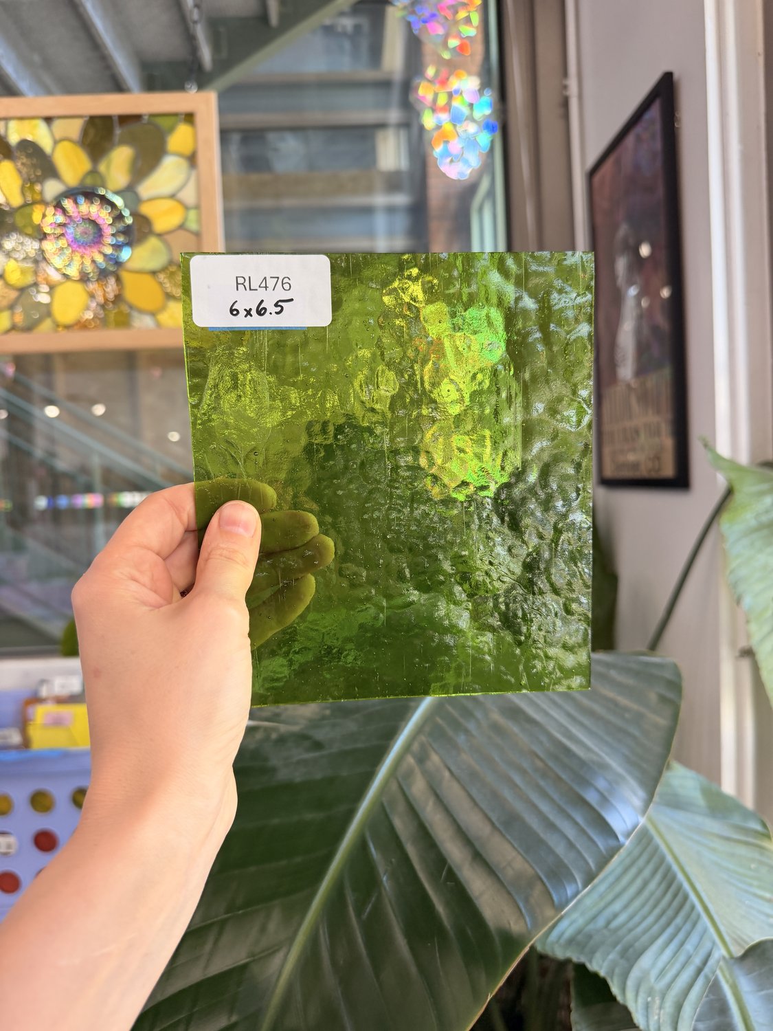 Lime Green Transparent Hammered Textured Sheet Glass – RL476