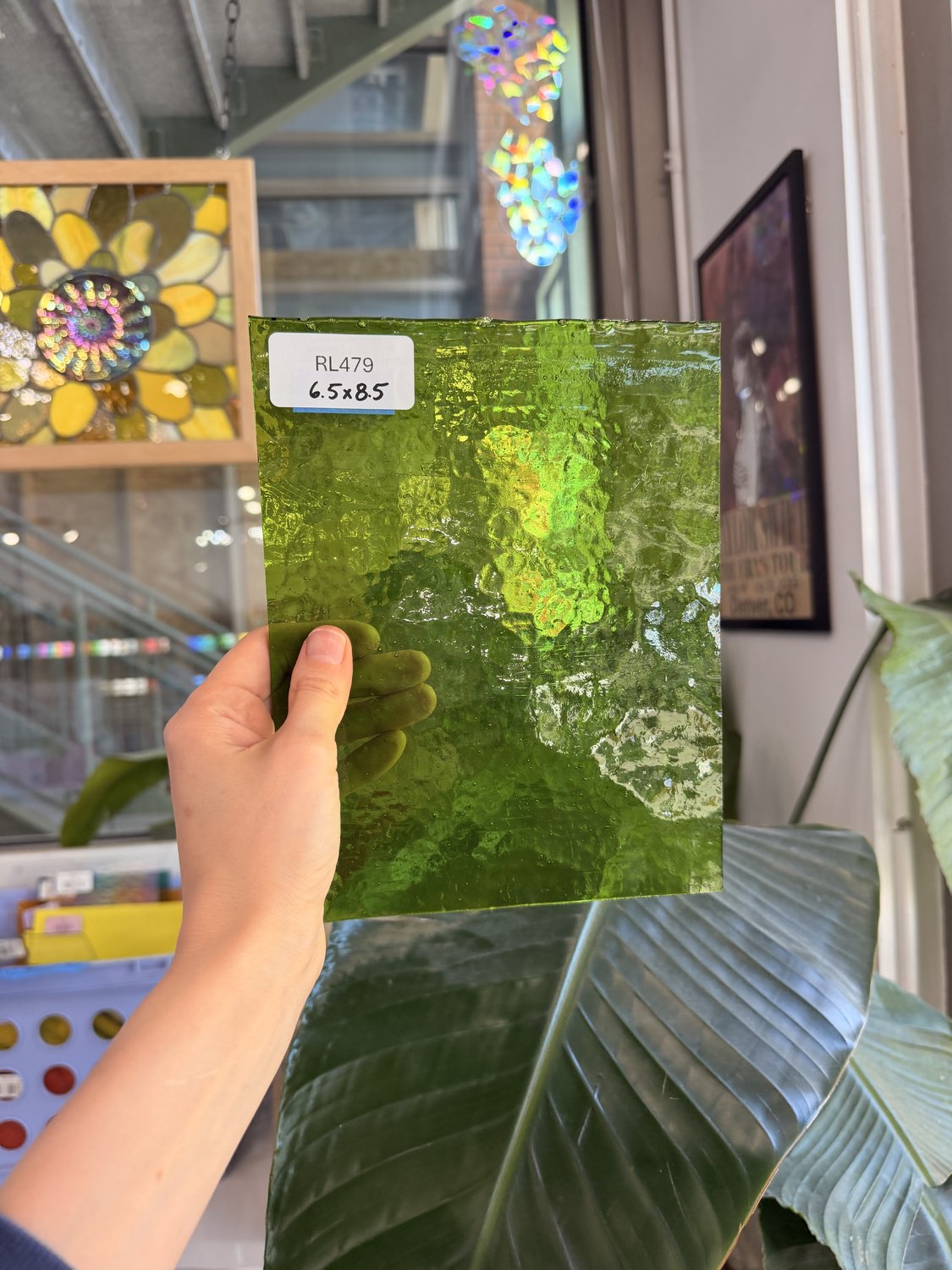Lime Green Transparent Hammered Textured Sheet Glass – RL479