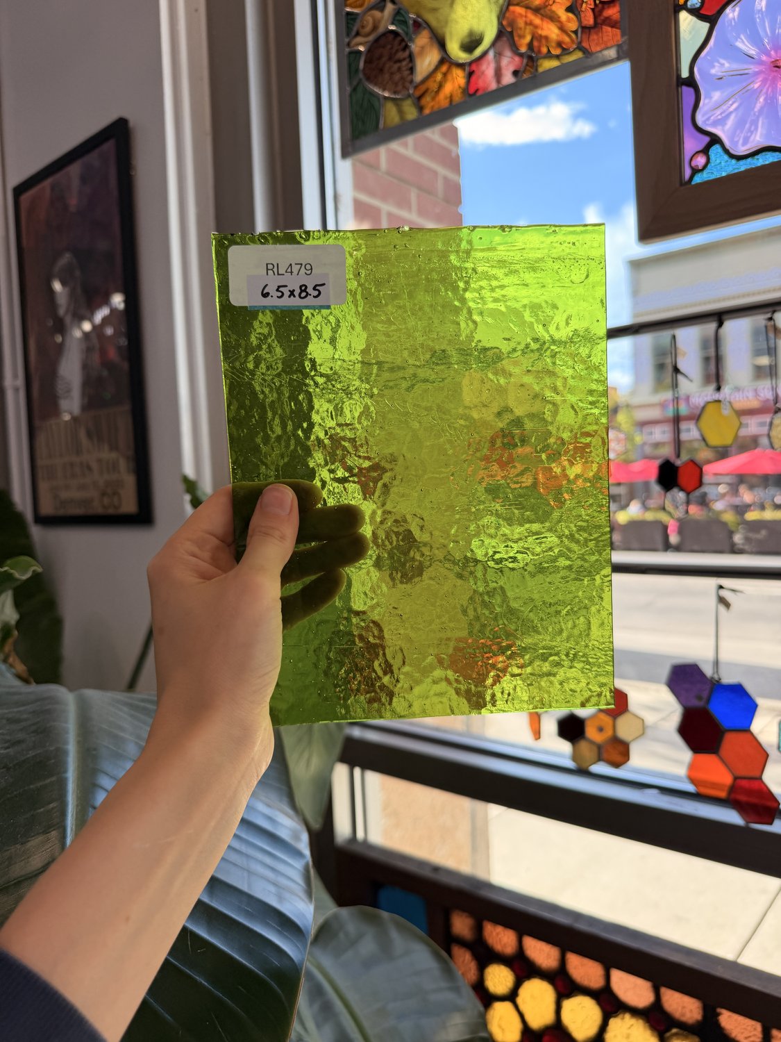 Lime Green Transparent Hammered Textured Sheet Glass – RL479