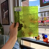 Lime Green Transparent Hammered Textured Sheet Glass – RL479