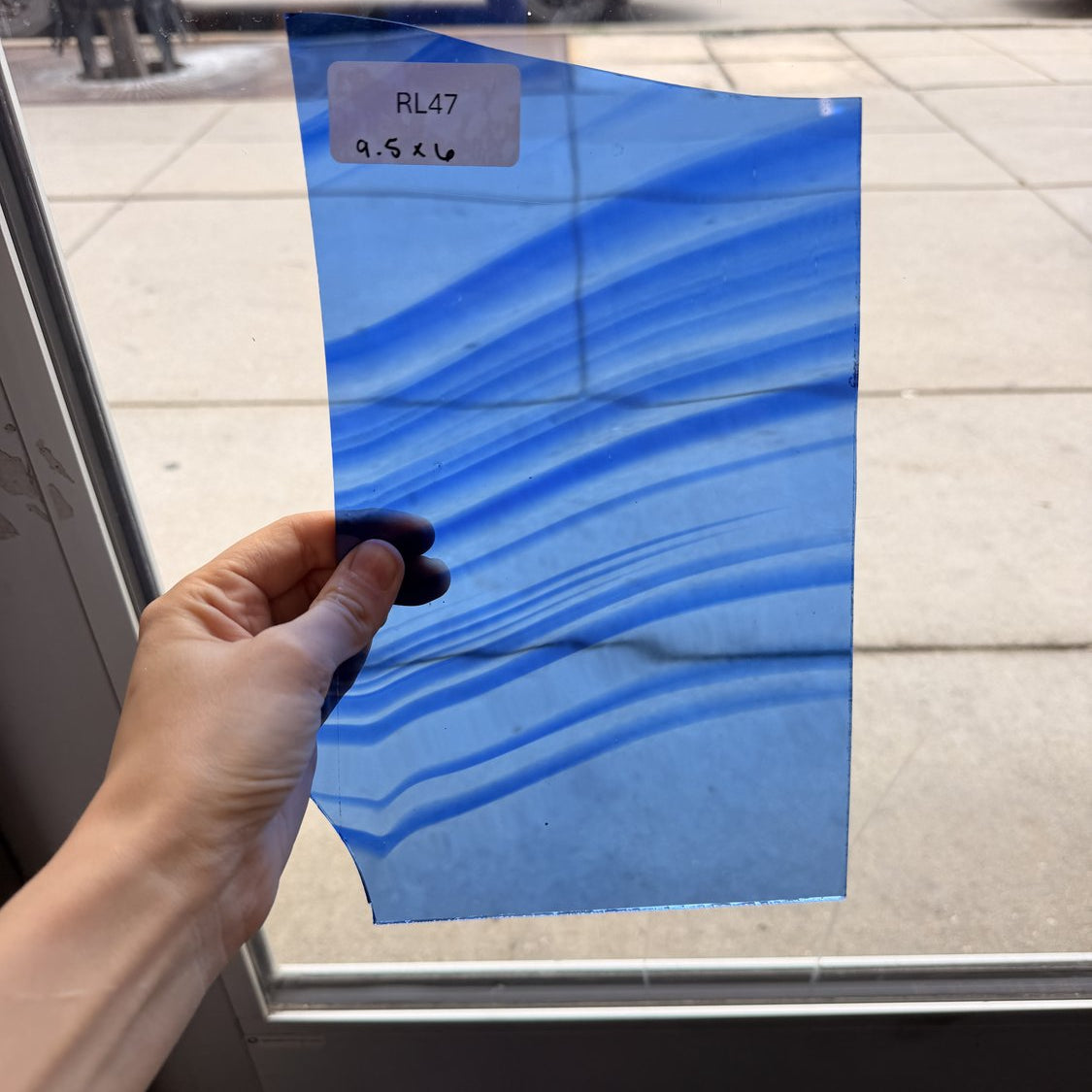 Blue Mouth Blown Mixed Transparent Vintage English Blown Sheet Glass