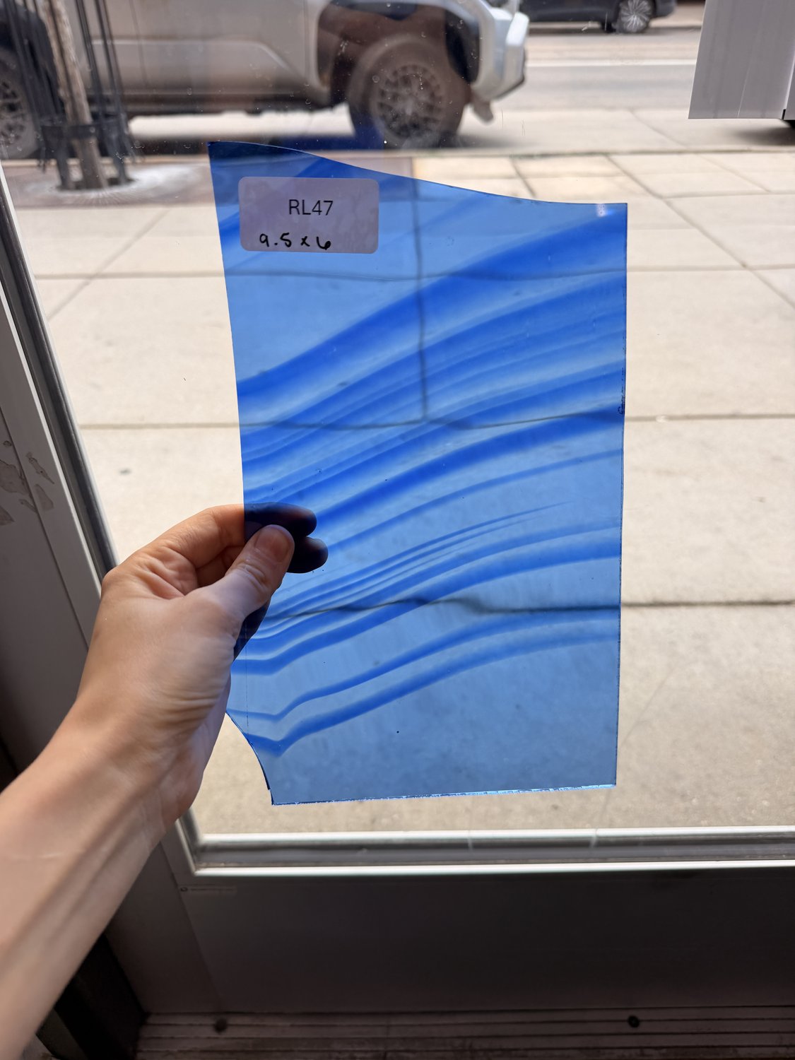 Blue Mouth Blown Mixed Transparent Vintage English Blown Sheet Glass