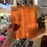 Orange Iridescent Transparent Bullseye Fusible 90 COE Sheet Glass