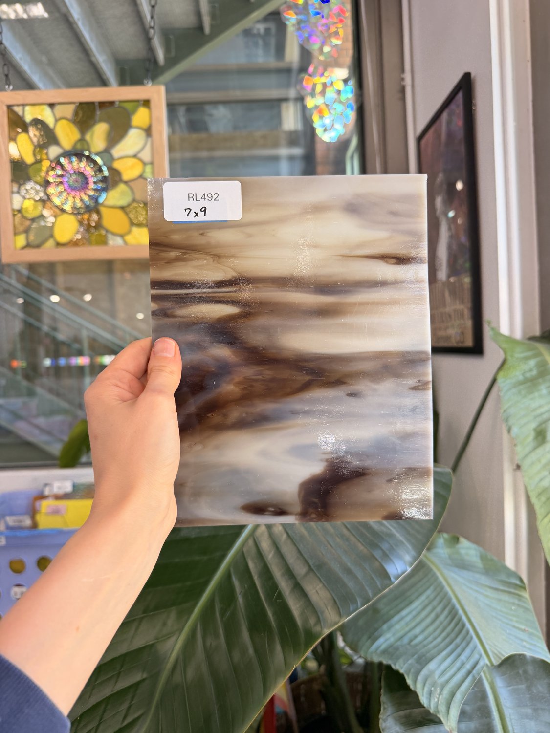 Dark Brown White Wispy Opal Kokomo Sheet Glass – RL492