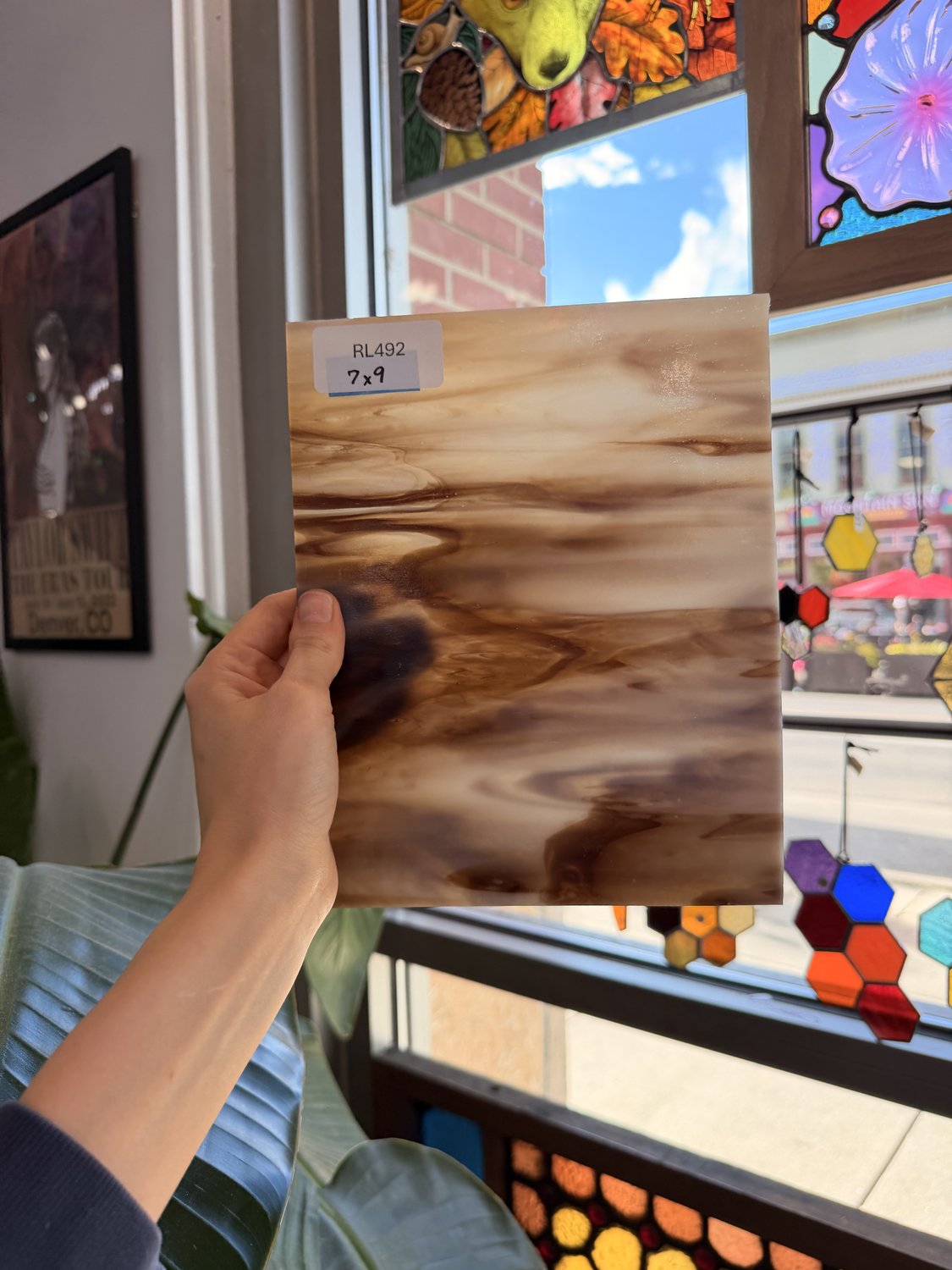 Dark Brown White Wispy Opal Kokomo Sheet Glass – RL492