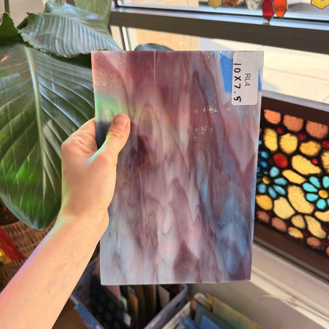 Purple White Wispy Opal Kokomo Sheet Glass