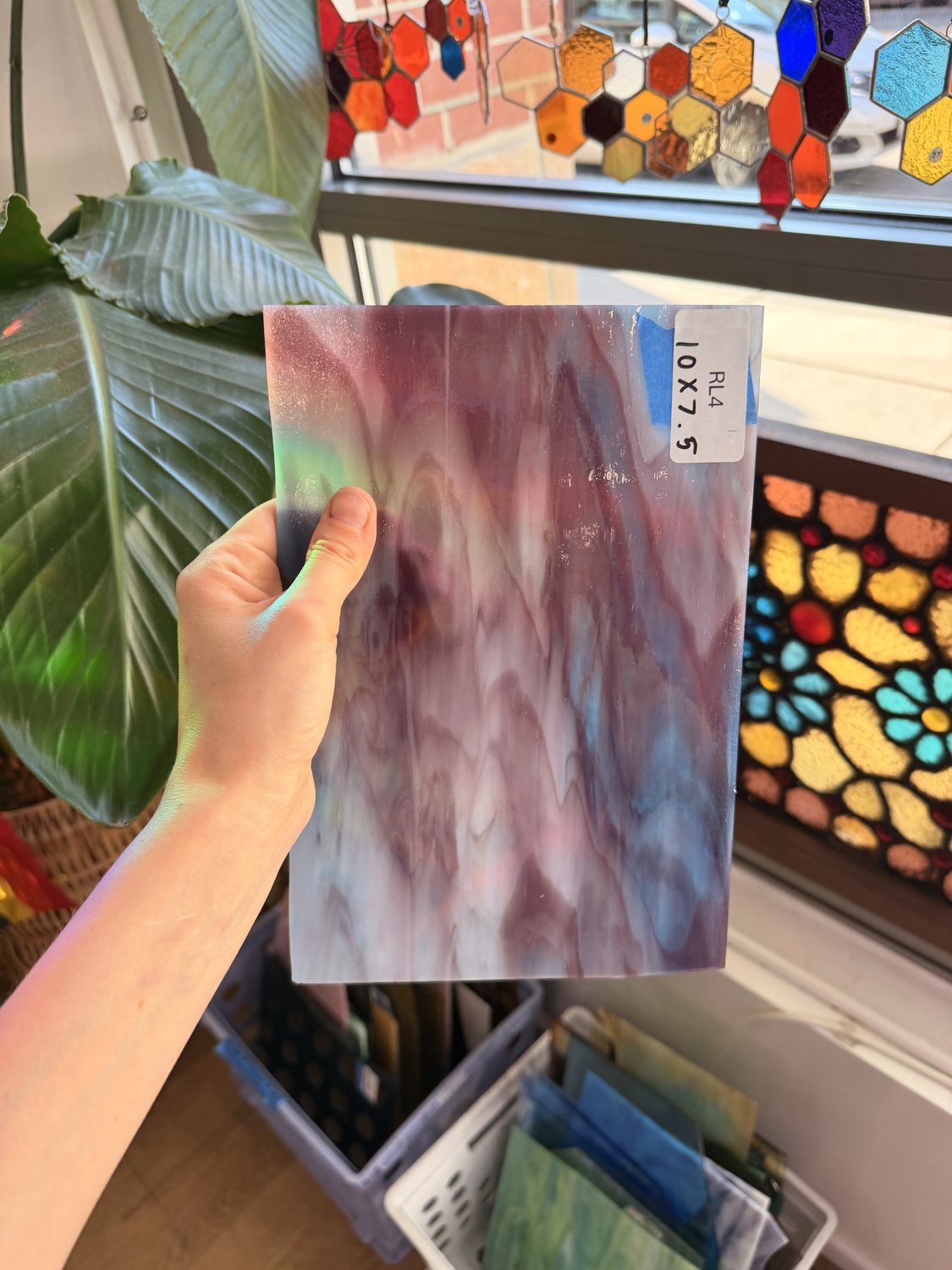Purple White Wispy Opal Kokomo Sheet Glass