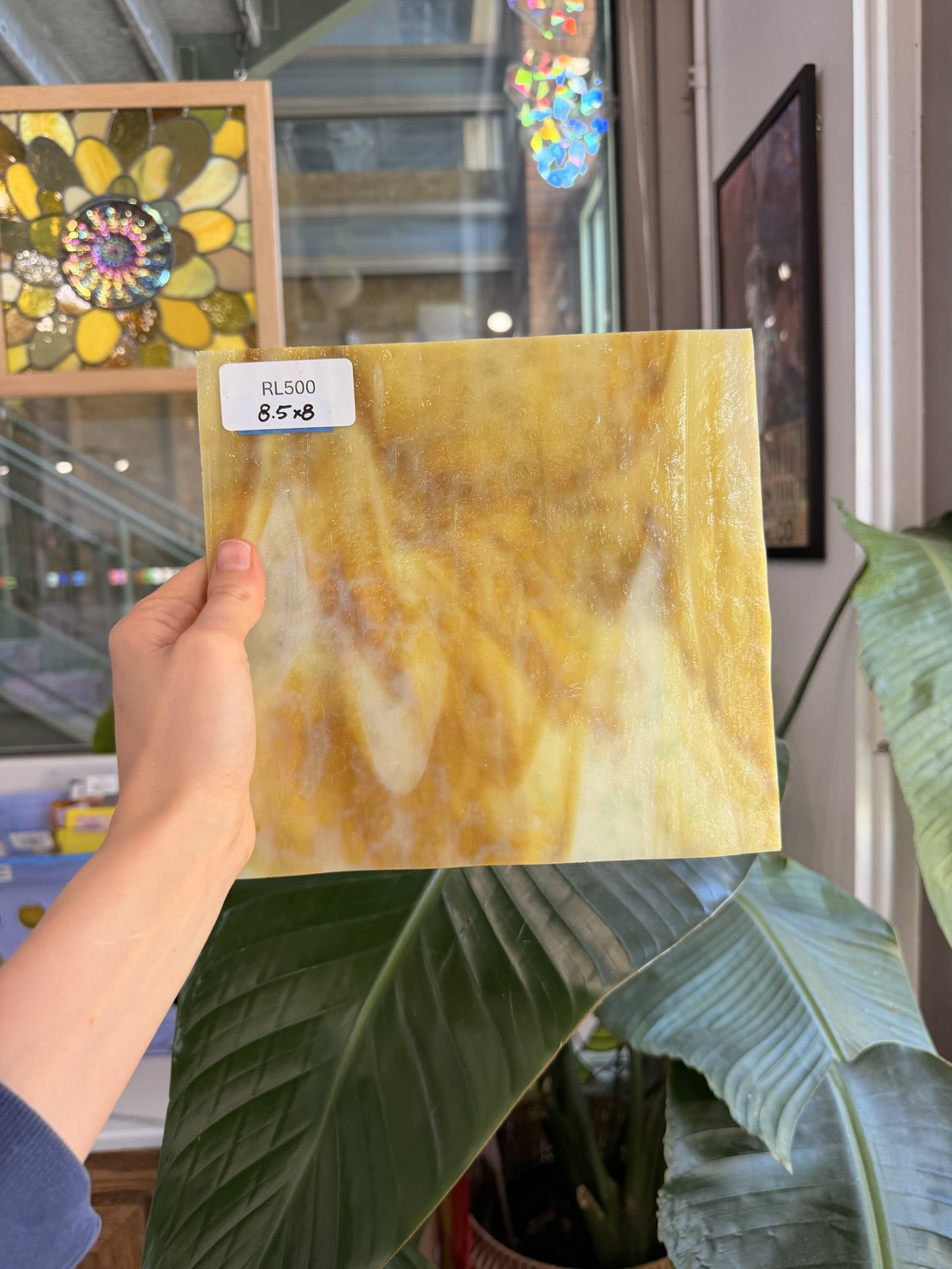 Dark Amber and Cream Mottled Sheet Glass – RL500