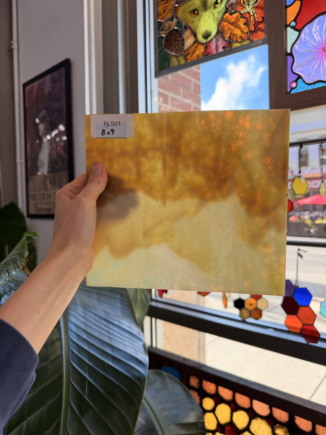 Dark Amber and Cream Mottled Sheet Glass – RL501