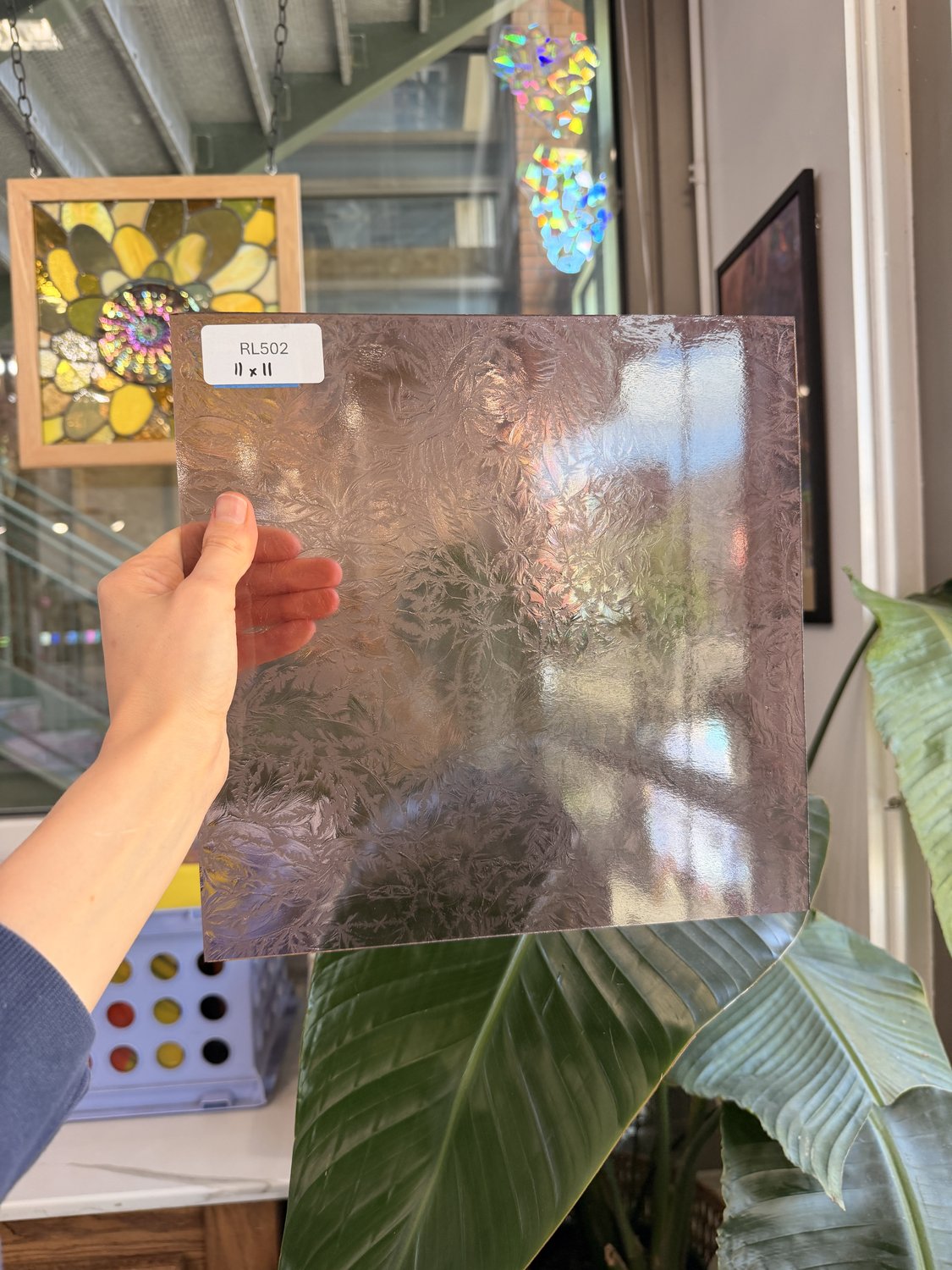 Vintage Rare Light Pink Transparent Textured Glue Chip Sheet Glass – RL502