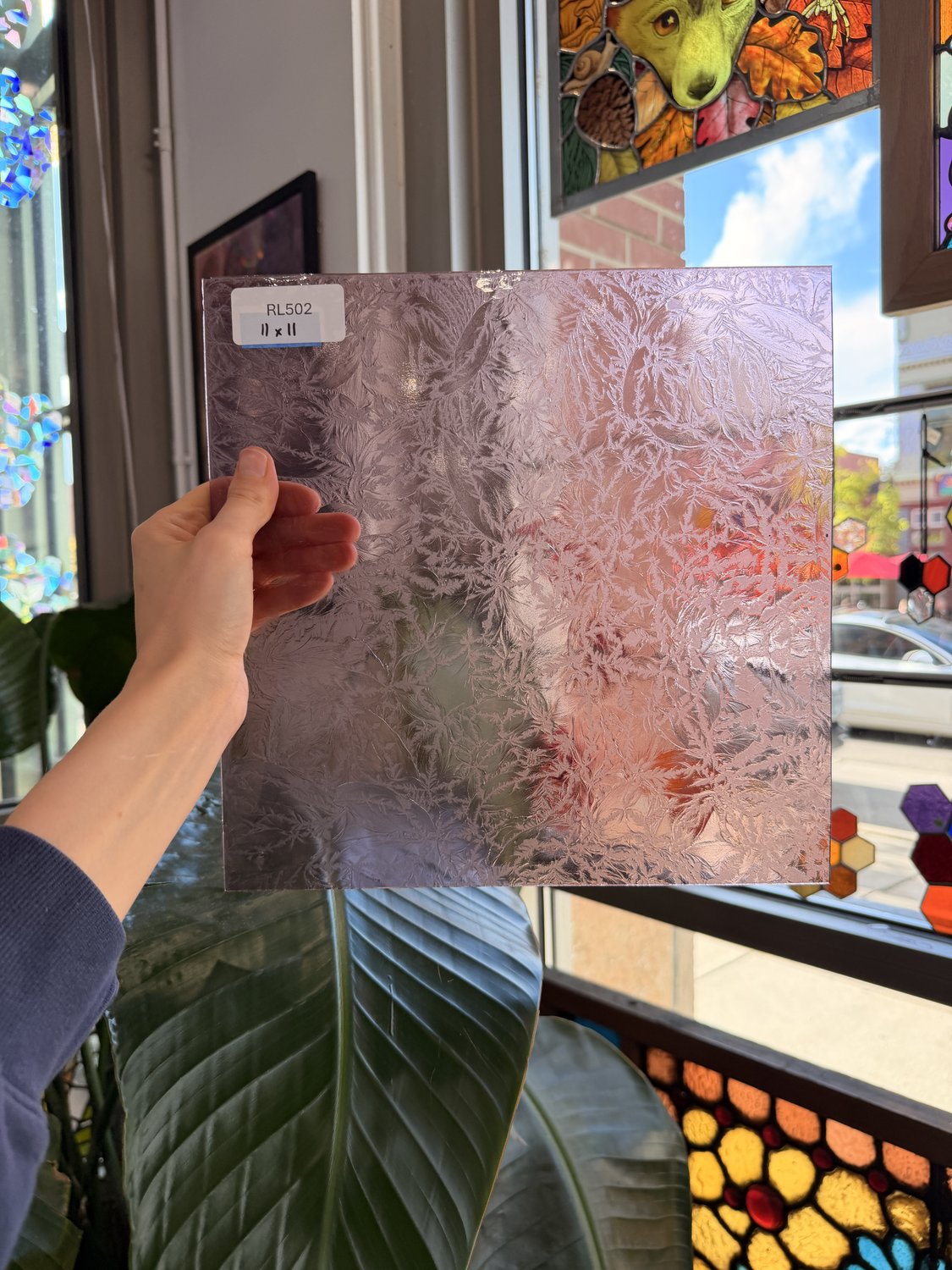 Vintage Rare Light Pink Transparent Textured Glue Chip Sheet Glass – RL502