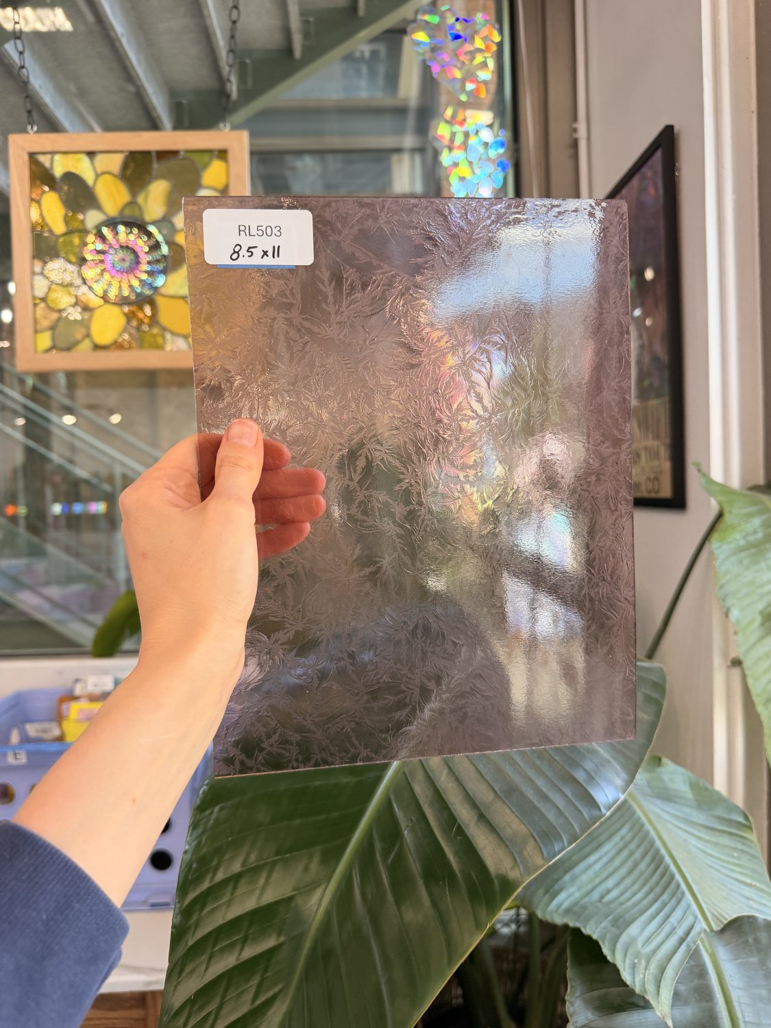 Vintage Rare Light Pink Transparent Textured Glue Chip Sheet Glass – RL503