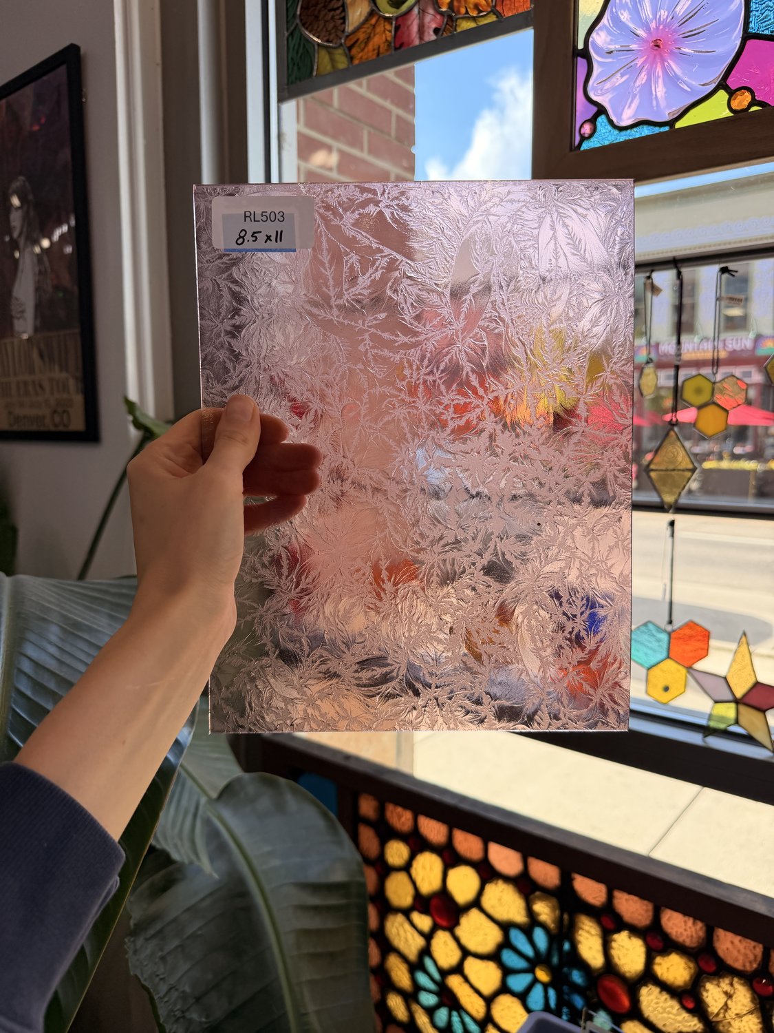 Vintage Rare Light Pink Transparent Textured Glue Chip Sheet Glass – RL503