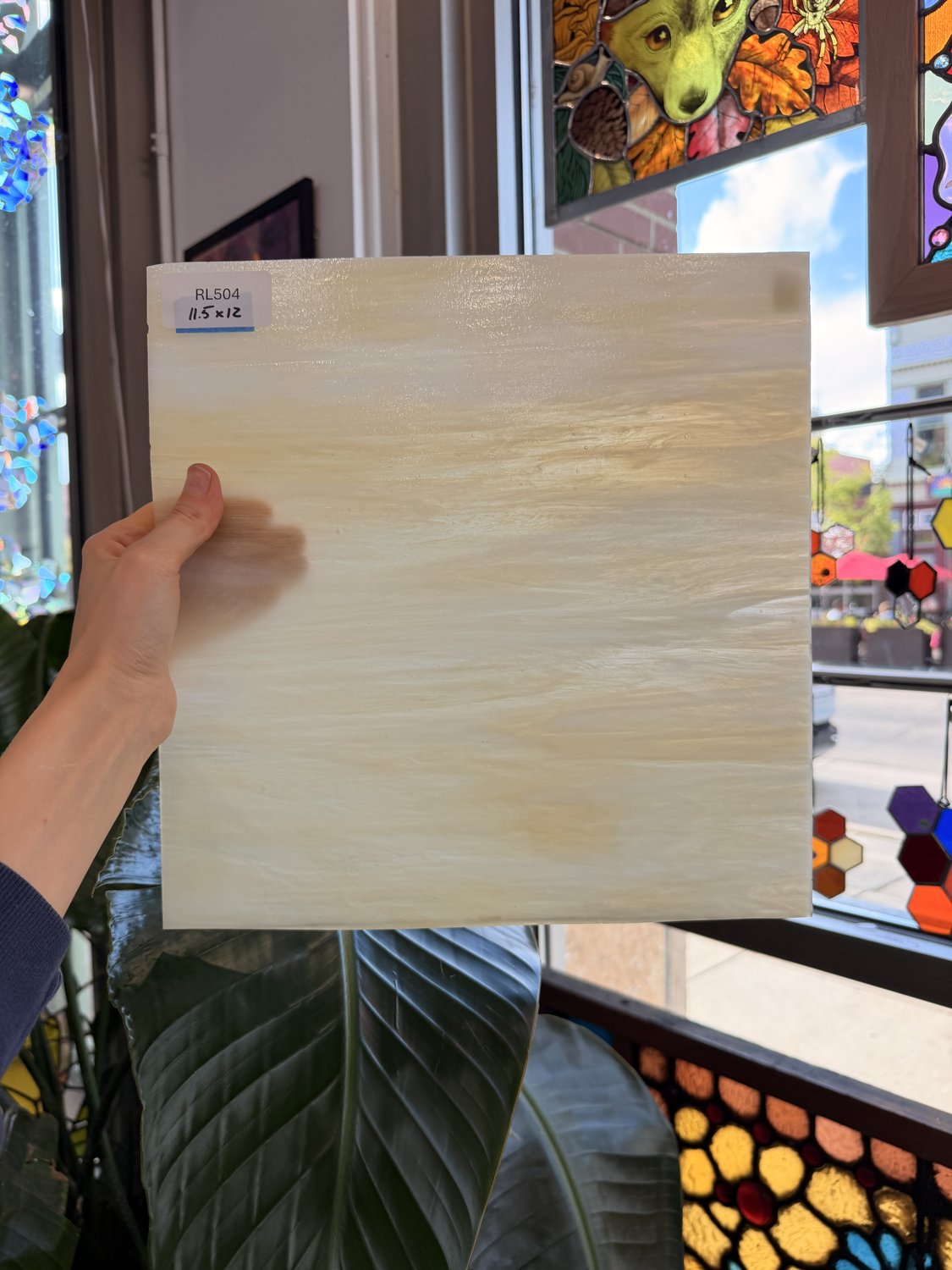 Amber White Wispy Wissmach Sheet Glass