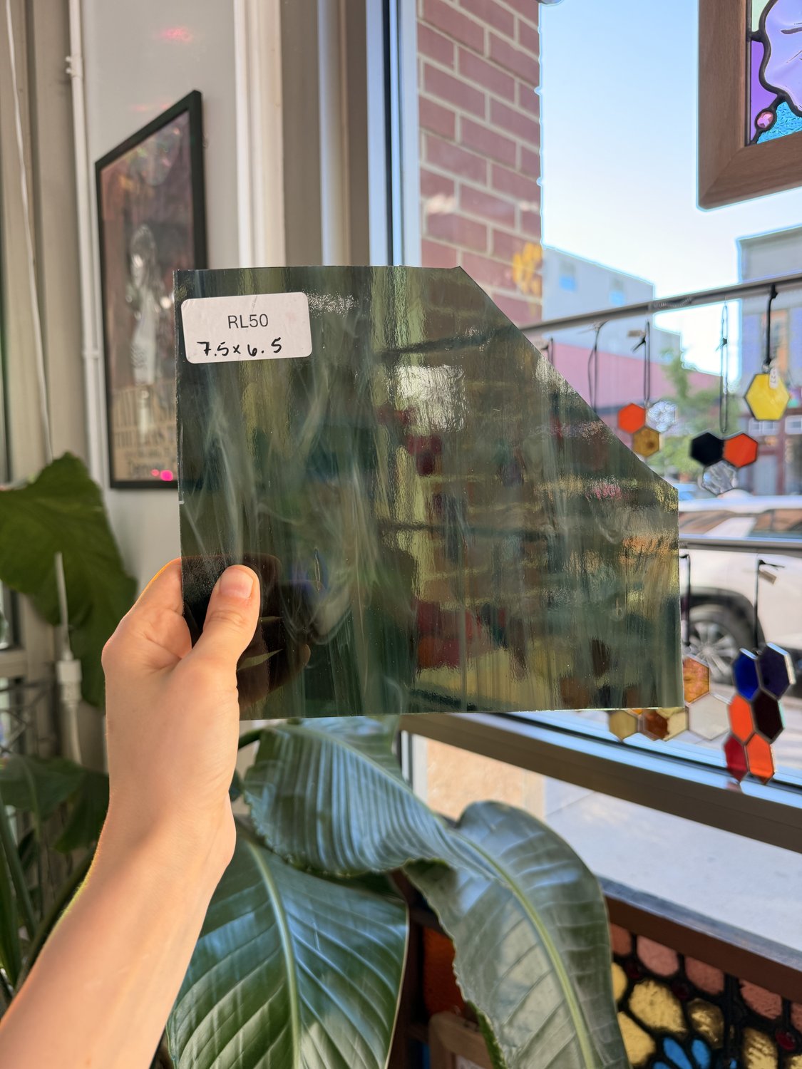 Olive Green White Wispy Oceanside Fusible 96 COE Sheet Glass