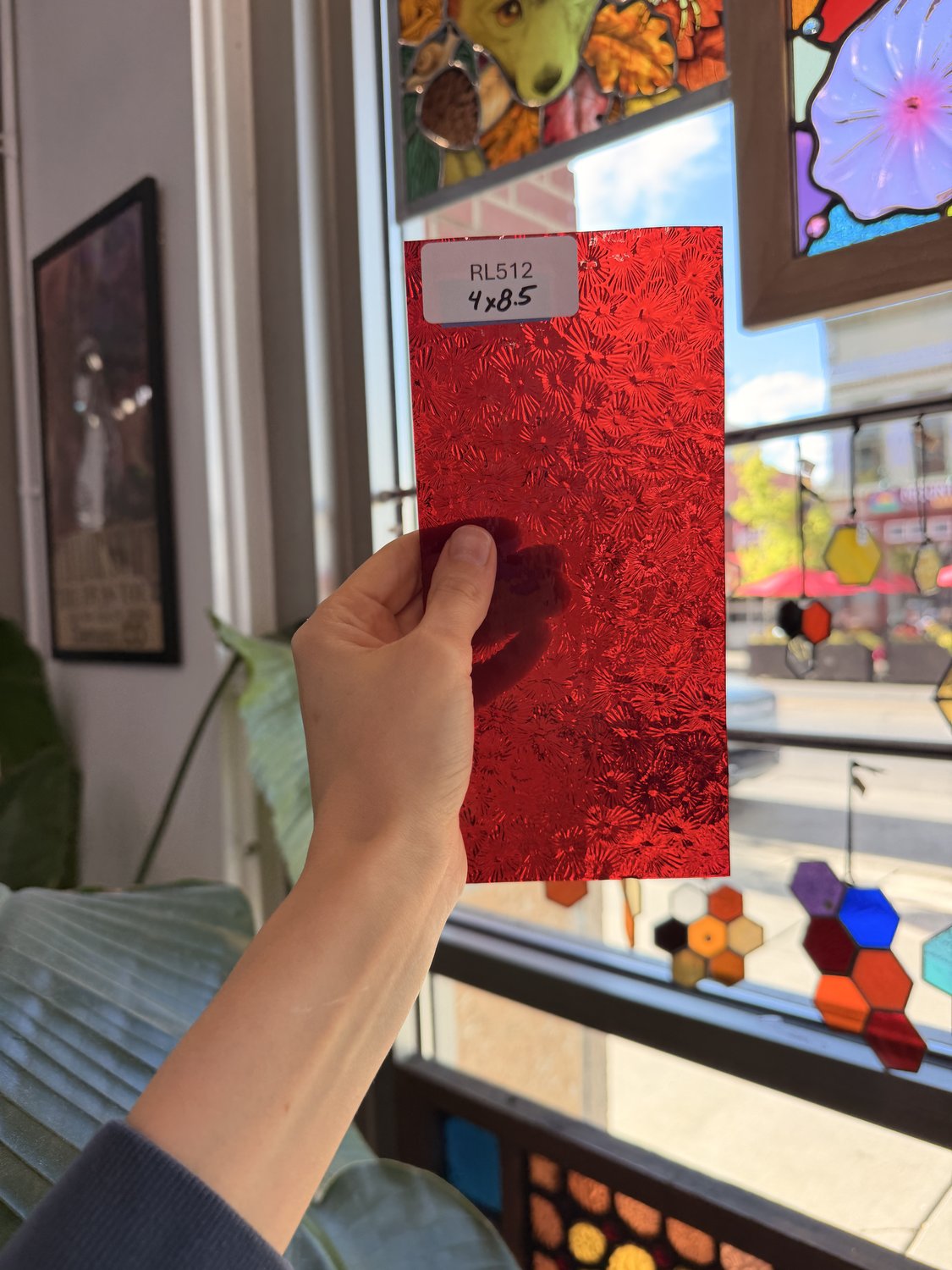 Red Florentine Textured Wissmach Sheet Glass