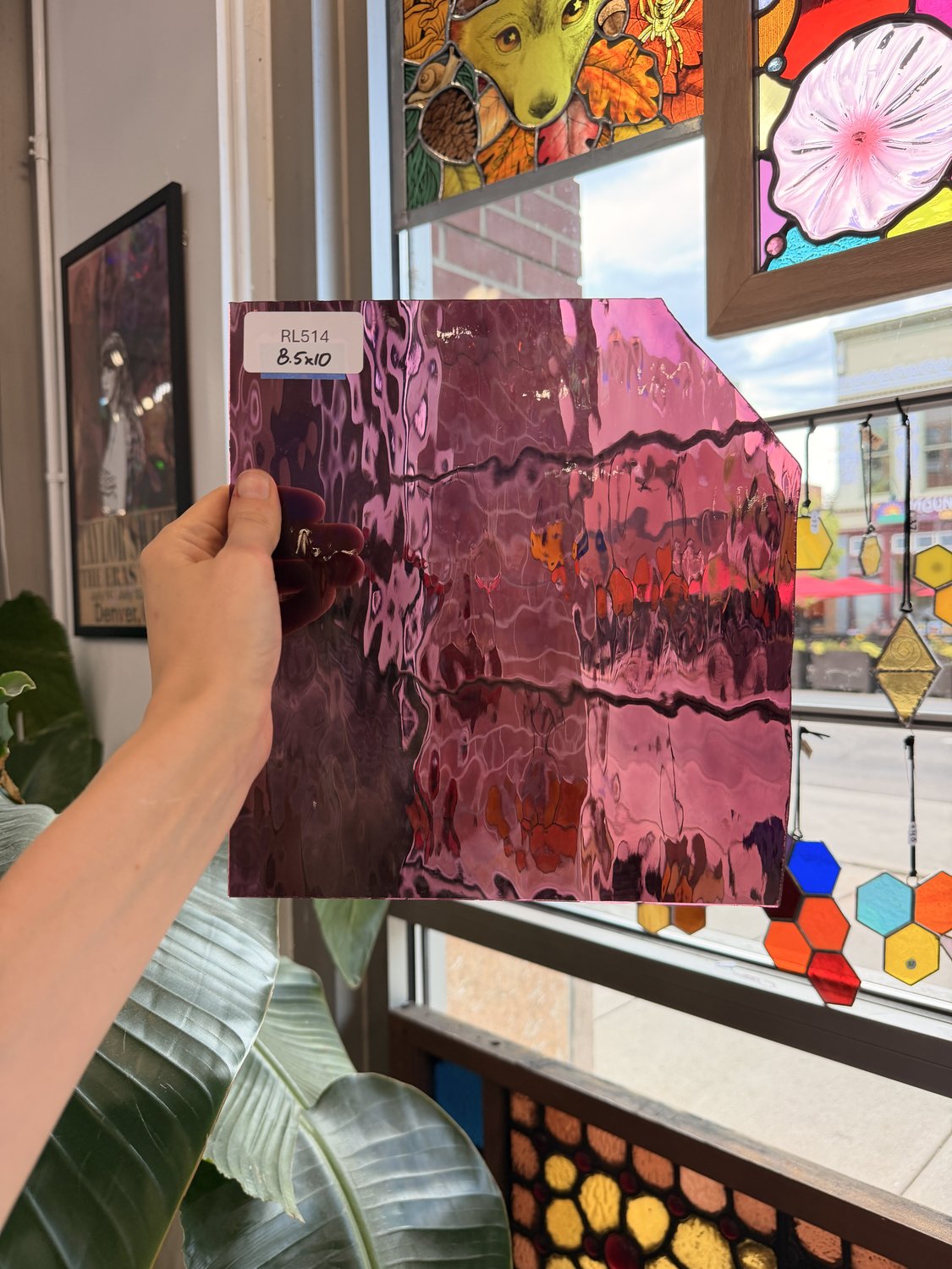 Vintage Dark Puple Pink Transparent Spectrum Waterglass Sheet Glass