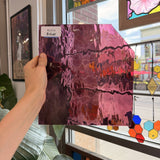 Vintage Dark Puple Pink Transparent Spectrum Waterglass Sheet Glass