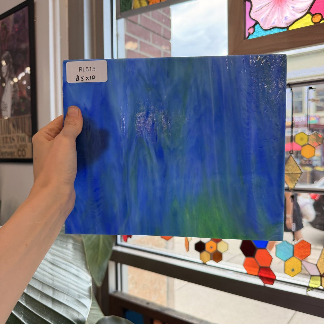 Blue Green Mixed Wissmach Sheet Glass