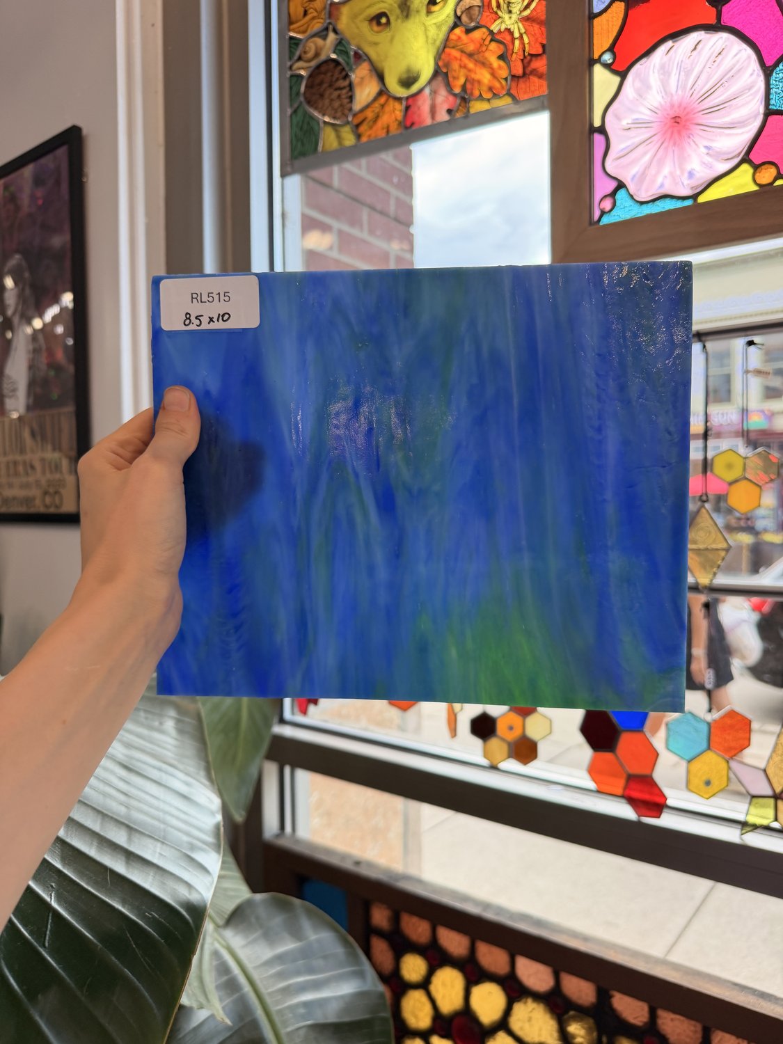 Blue Green Mixed Wissmach Sheet Glass