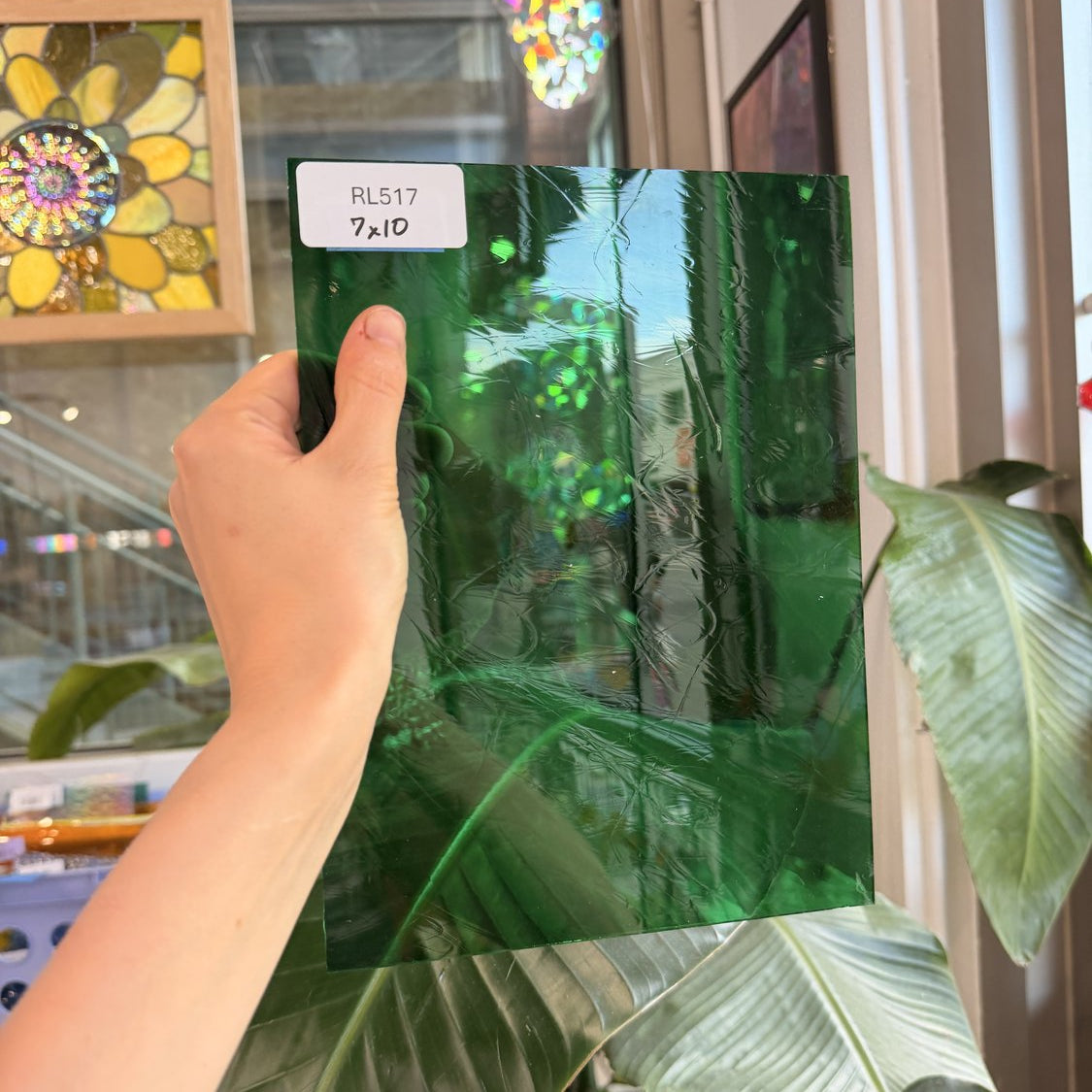 Vintage Medium Green Mouthblown GNA Sheet Glass