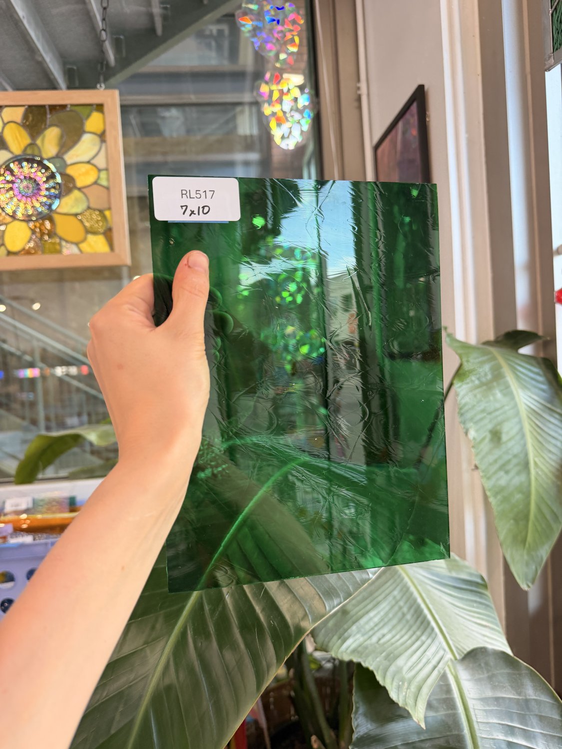 Vintage Medium Green Mouthblown GNA Sheet Glass