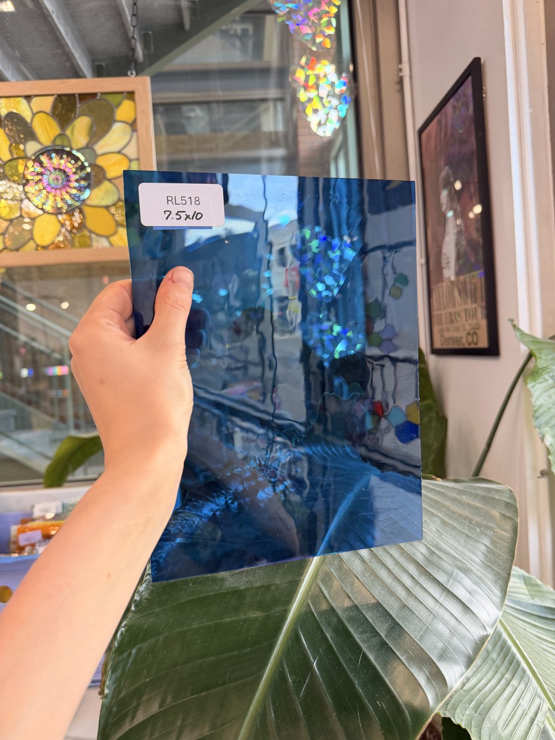 Vintage Medium Blue Mouthblown GNA Sheet Glass