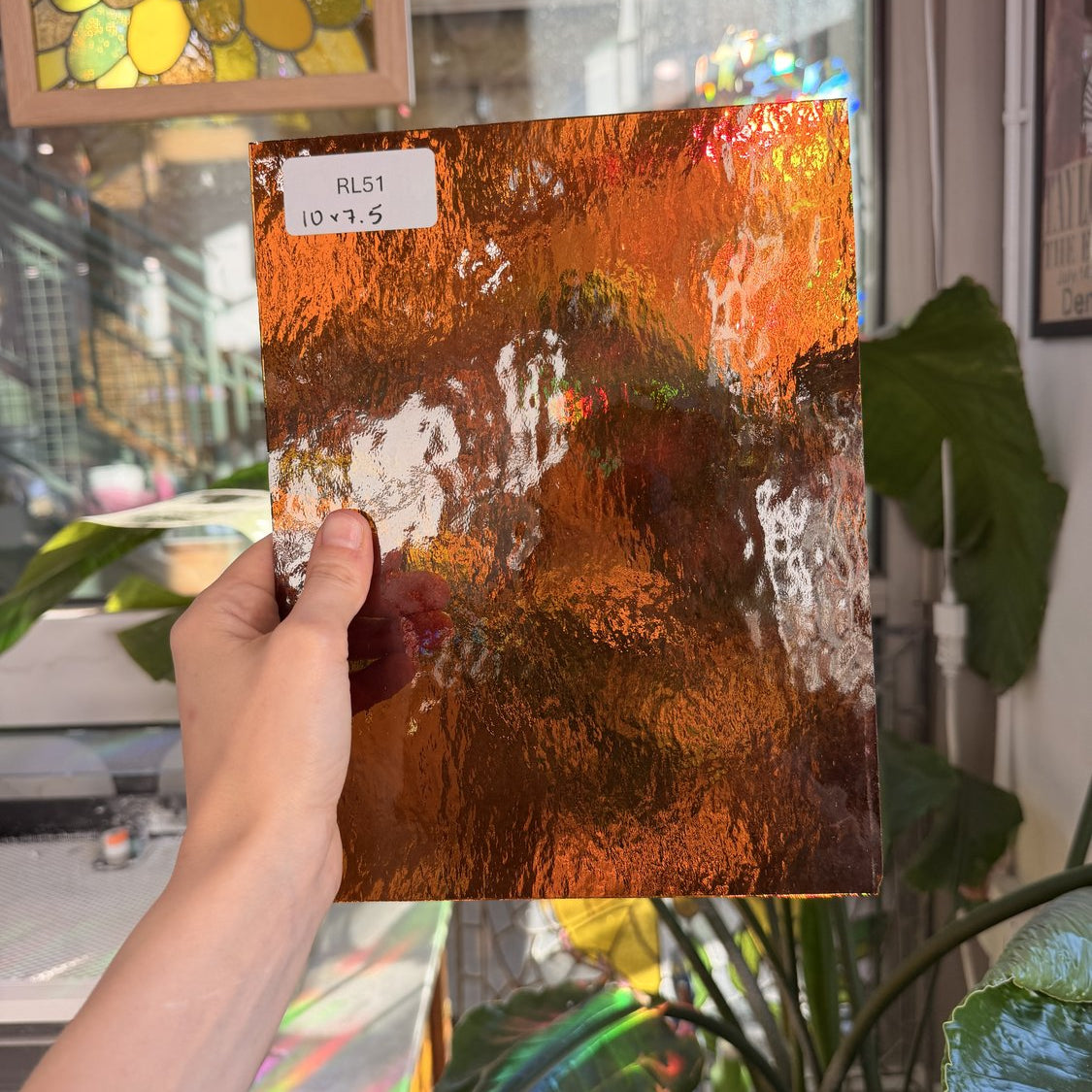 Dark Amber Rough Rolled Oceanside Fusible 96 COE Sheet Glass