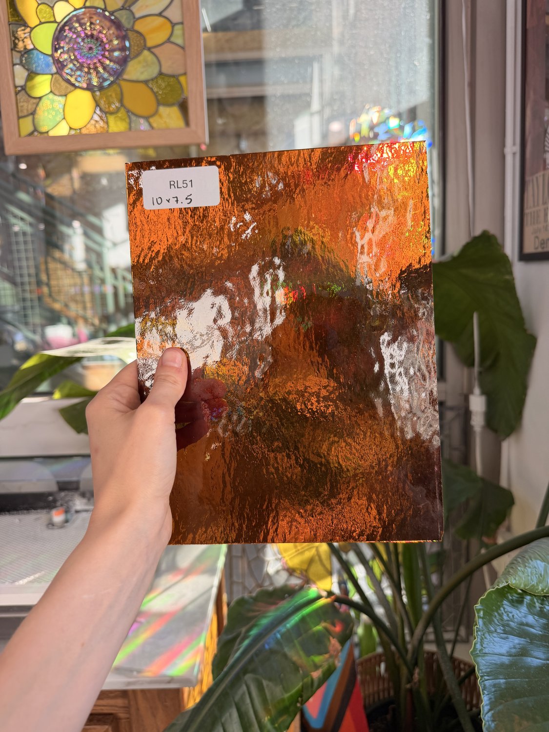 Dark Amber Rough Rolled Oceanside Fusible 96 COE Sheet Glass