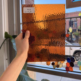 Dark Amber Rough Rolled Oceanside Fusible 96 COE Sheet Glass