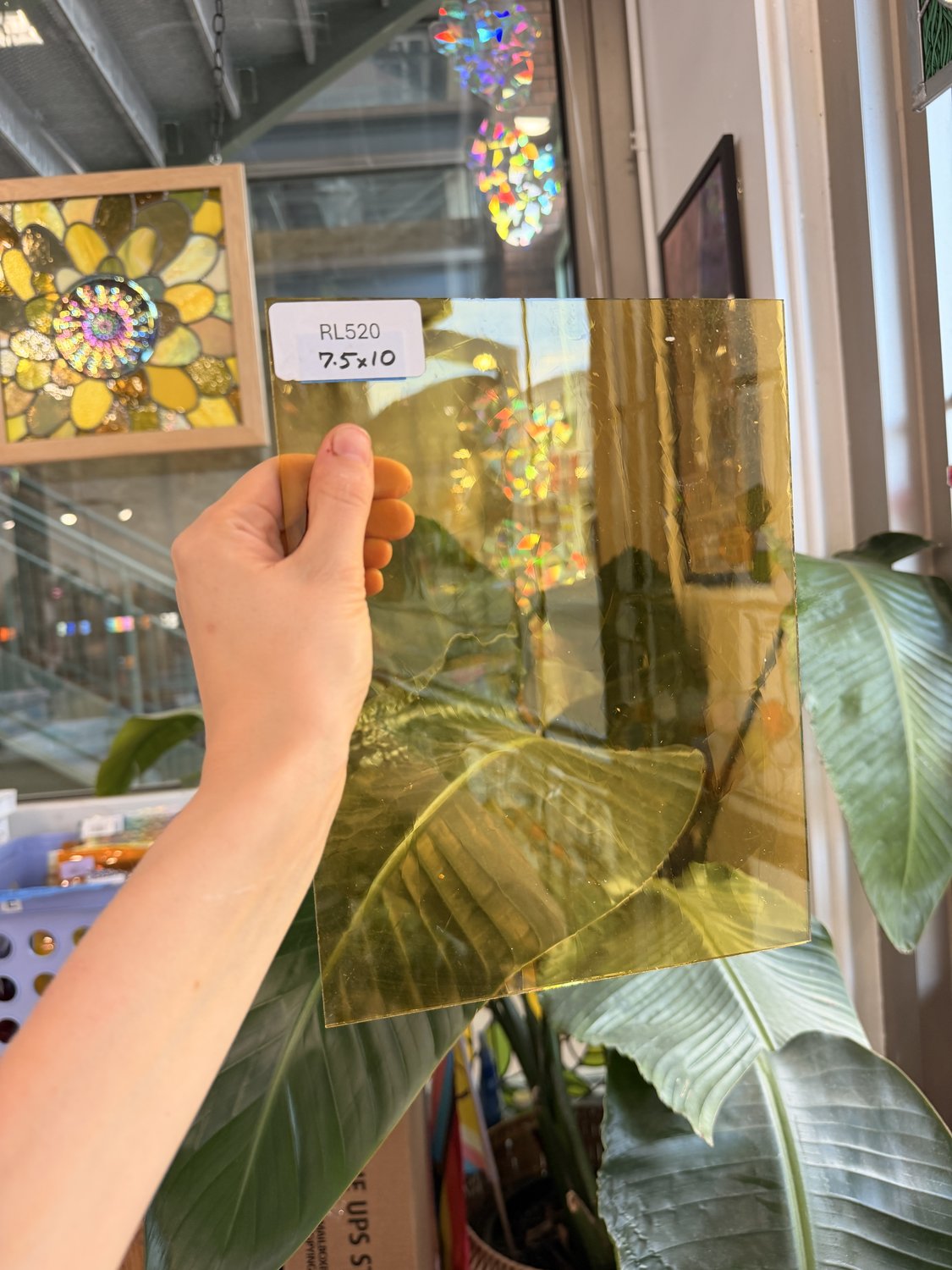 Light Amber Mouthblown Vintage GNA Sheet Glass