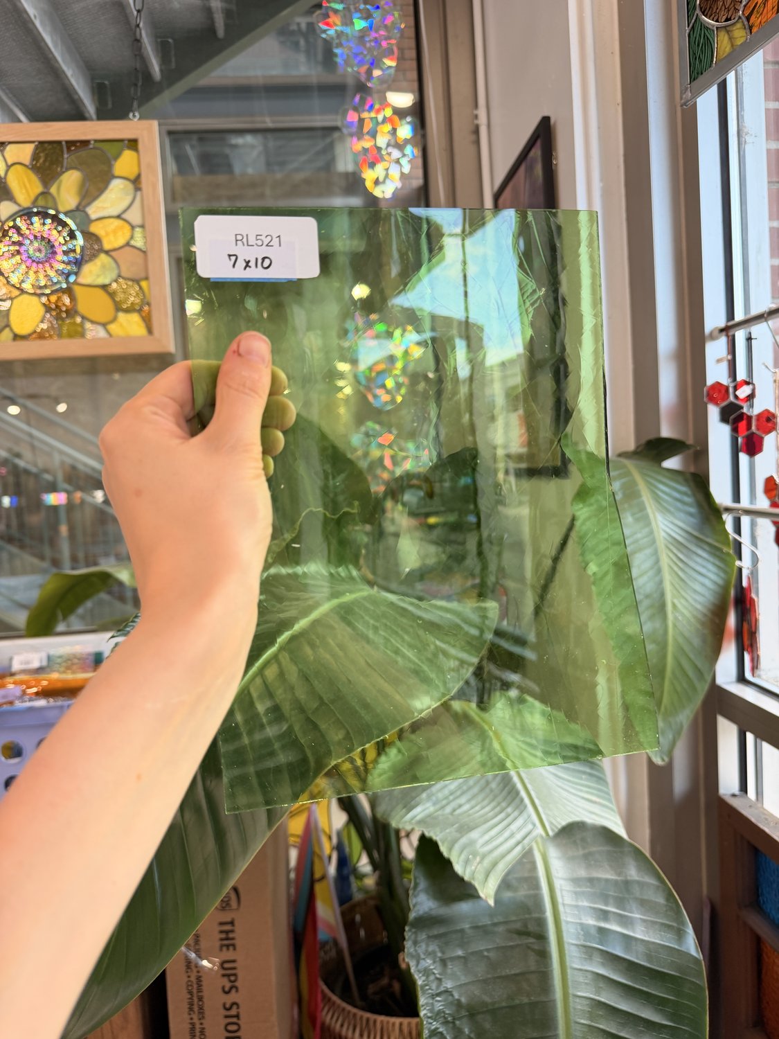 Vintage Light Green Mouthblown GNA Sheet Glass