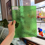 Green Transparent Hammered Wissmach Sheet Glass