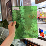 Green Transparent Hammered Wissmach Sheet Glass