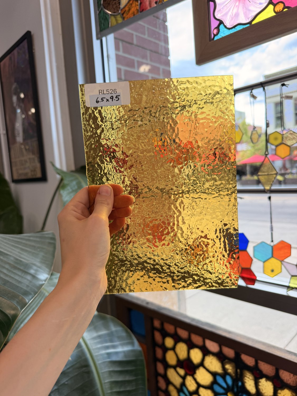 Yellow Transparent Hammered Wissmach Sheet Glass